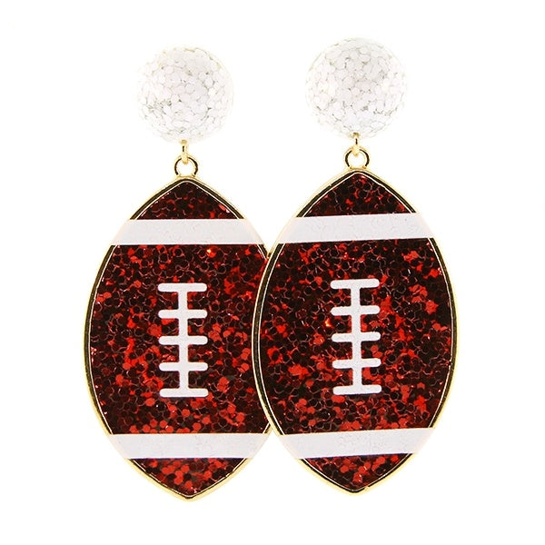 Brown with White Druzy Football Earrings
