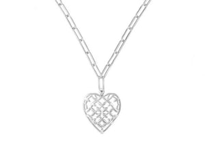 Adorned Heart Pendant Necklace in Silver