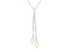 Adorned Pearl Lariat Necklace in Silver