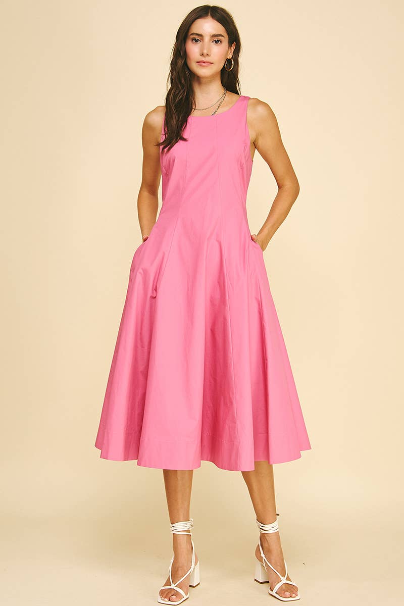 LISSETTE- FITTED BODICE FLARED MIDI DRESS – Adelyne's Boutique & Gifts