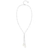 Adorned Pearl Lariat Necklace in Silver