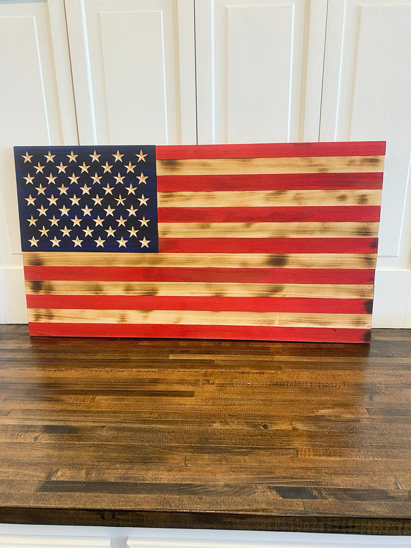 Rustic Wooden American Flag 19.75