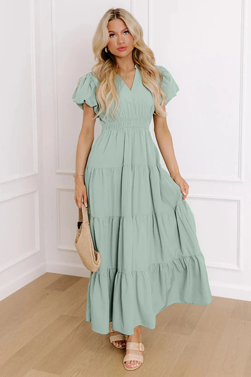 seafoam season pocketed tiered maxi dress Vanessa Size:2-3Y (20) Auburn Hills Great Mall The smocked waist and oak chest of drawers