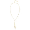 Adorned Pearl Lariat Necklace in Gold