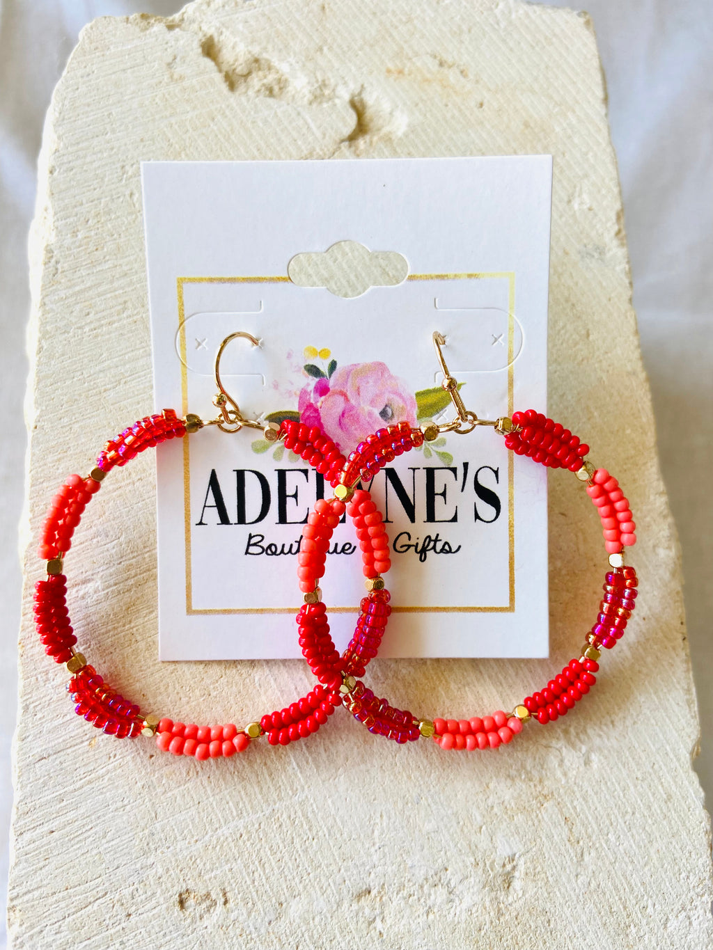 Baja Red Coral Circle Earrings