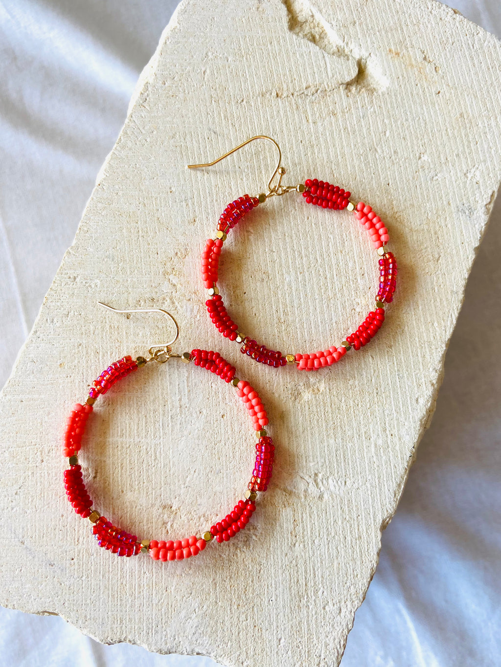 Baja Red Coral Circle Earrings