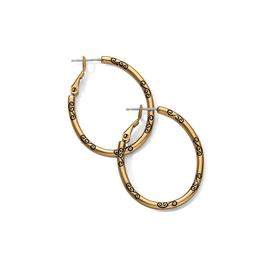 Gold Oval Hoop Charm Earrings