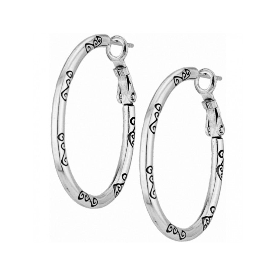 Silver Oval Hoop Charm Earrings