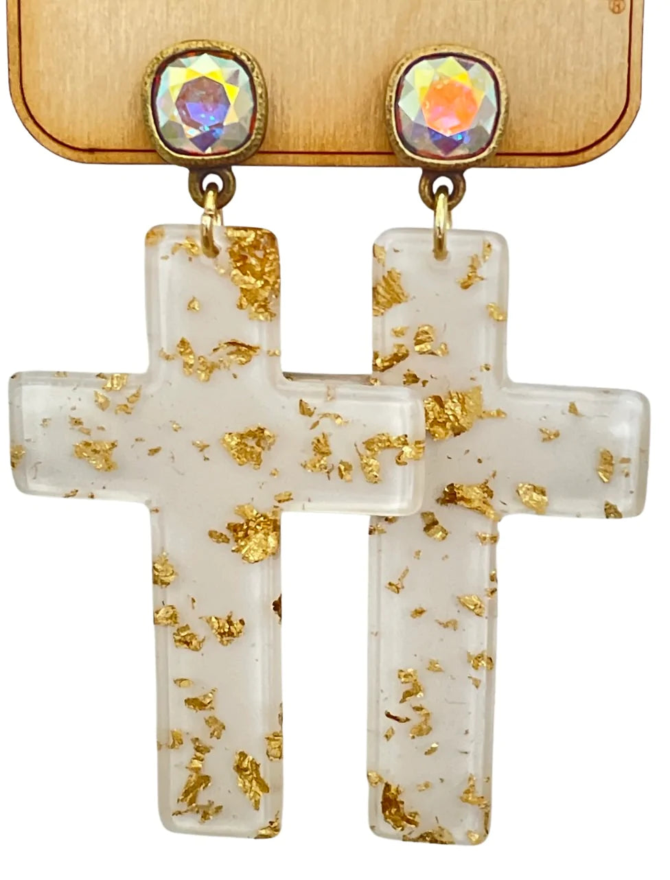 Gold Fleck Cross Earrings