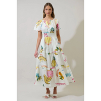 Zahra Island Palmer Poplin Tiered Maxi Dress