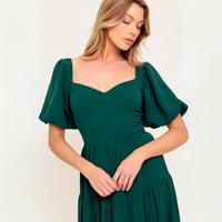 Leva- A Solid Woven Midi Dress