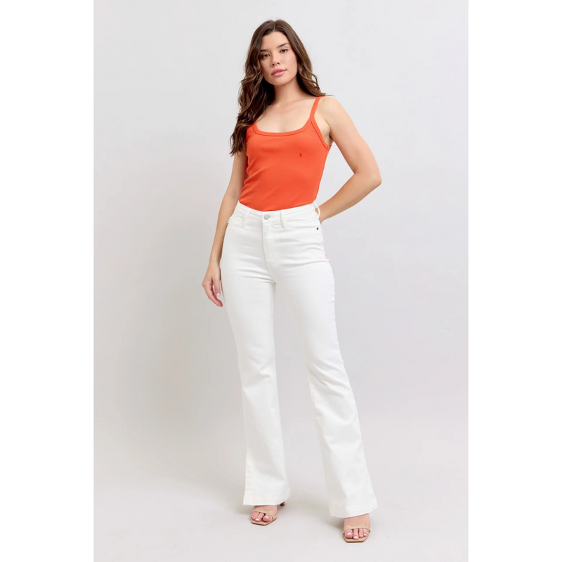 Judy Blue White Side Slit Slim Bootcut Jeans