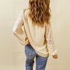 Shirley-Beige Leopard Mesh Bubble Sleeve Split Neck Blouse
