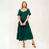 Leva- A Solid Woven Midi Dress