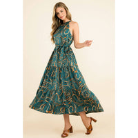 Katie - Halter Abstract Print Maxi Dress