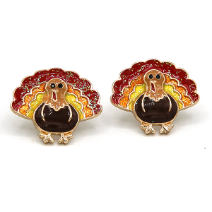 Fall Turkey Enamel Gold Earrings