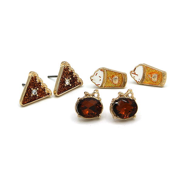 Fall Gold Enamel Stud Earrings