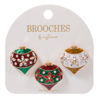 Christmas ornament enamel brooch pin set, style 1