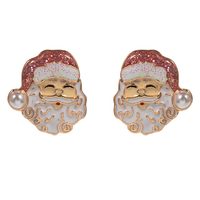Light pink Santa Claus enamel earrings