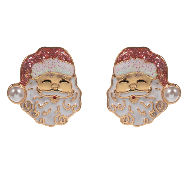 Light pink Santa Claus enamel earrings