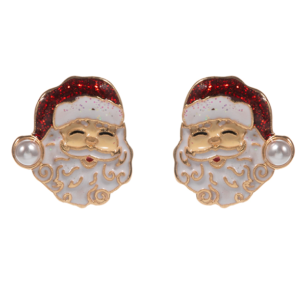 Red Santa Claus enamel earrings