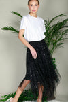 Heather Star Foil Mesh Midi Skirt