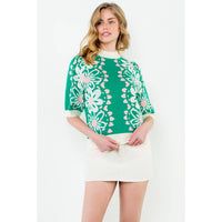 Brynn - Flower Knit Sweater Top