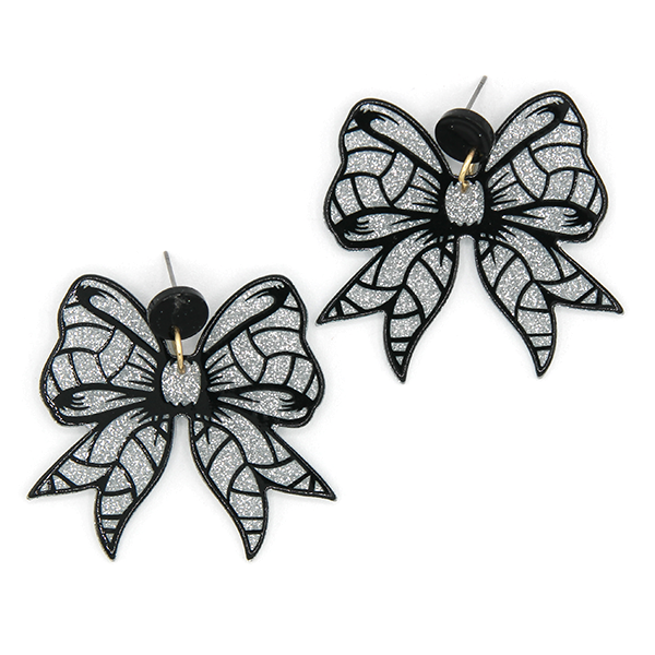 Glittery Resin Ribbon Sports Earrings