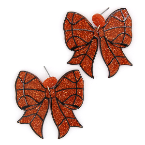 Glittery Resin Ribbon Sports Earrings