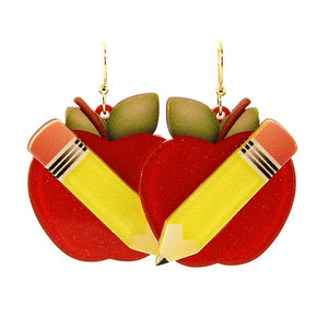 Apple and Pencil Teacher Earrings