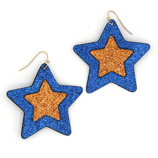 Glitter Star Gameday Blue-Orange Earrings