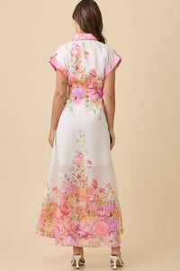 Phoebe - Floral Print Lapel Collar Button Down Maxi Dress