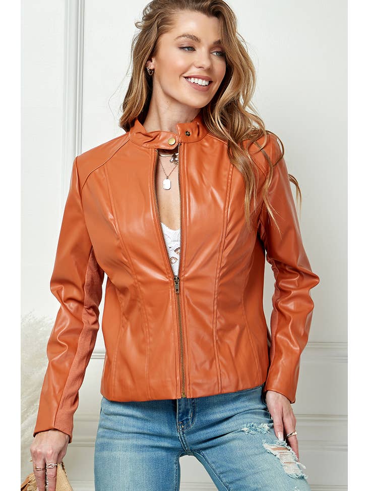 Rust Faux Leather Jacket