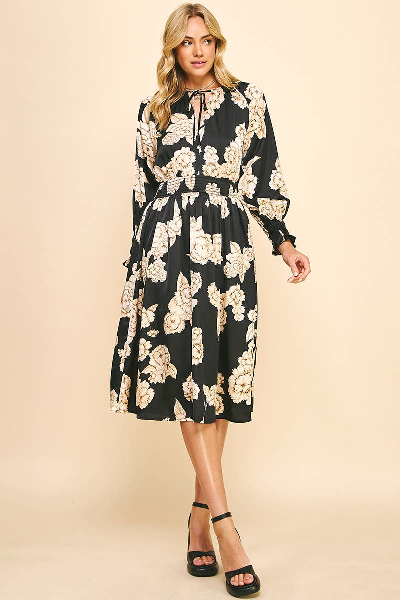 Annalyn - Floral Print Midi Dress