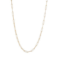 Gold Chain Necklace-Textured Paper Clip, 18"