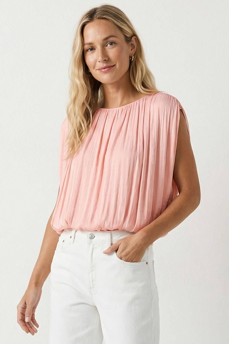 Lillian Grecian Drape Bubble Blouse