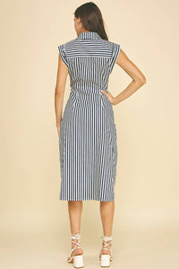 Saylor - Striped Button Down Midi Dress