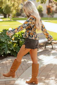Renee - Blue Floral Off Shoulder Blouse