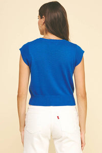 Amie Cap Sleeve Knit Top - Blue