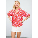 Angela - Puff Sleeve Flower Print Top