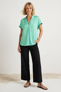 Willa Whipstitch Drop Shoulder Blouse - Teal