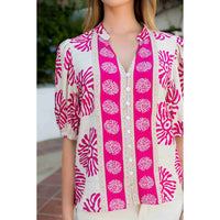 Ariana- Puff Sleeve Abstract Top