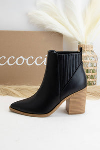 POINTED-TOE BLOCK HEEL CHELSEA BOOTIES