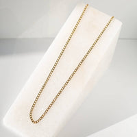 Gilded Gold Necklace-24" Curb Chain | Charm Bar Necklace