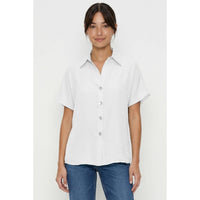 Minimalist Drop Shoulder Button Up Blouse