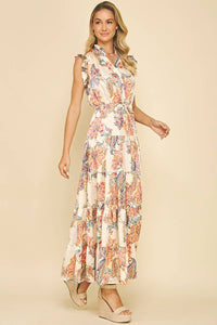 Roxy-Floral Print Tiered Maxi Dress