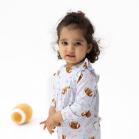 Touchdown Time - Lavender - Ruffle Sleeve Romper