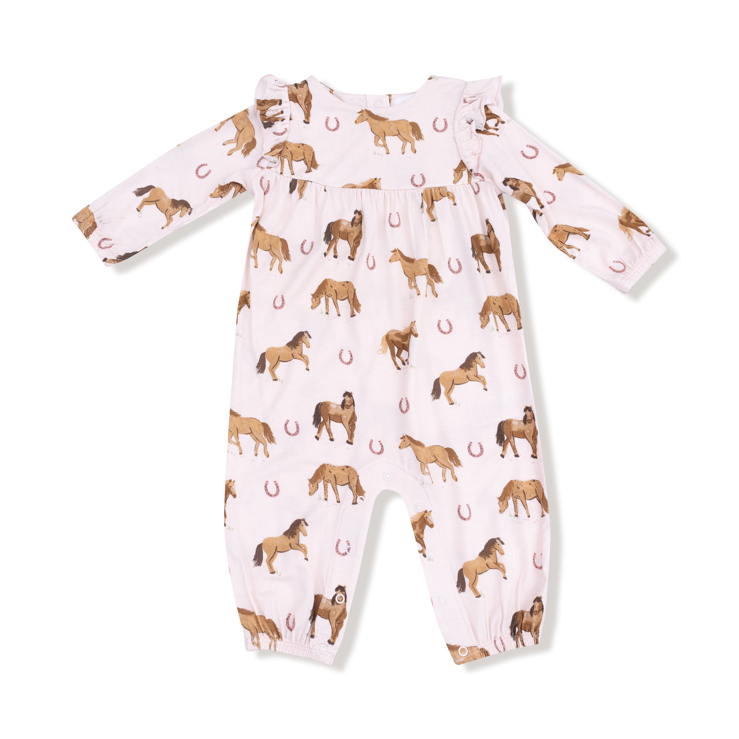 Horses - Pink - Ruffle Sleeve Romper