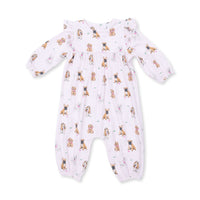 Bestie Dogs Pink - Ruffle Sleeve Snap Romper