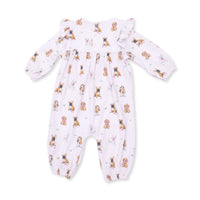 Bestie Dogs Pink - Ruffle Sleeve Snap Romper